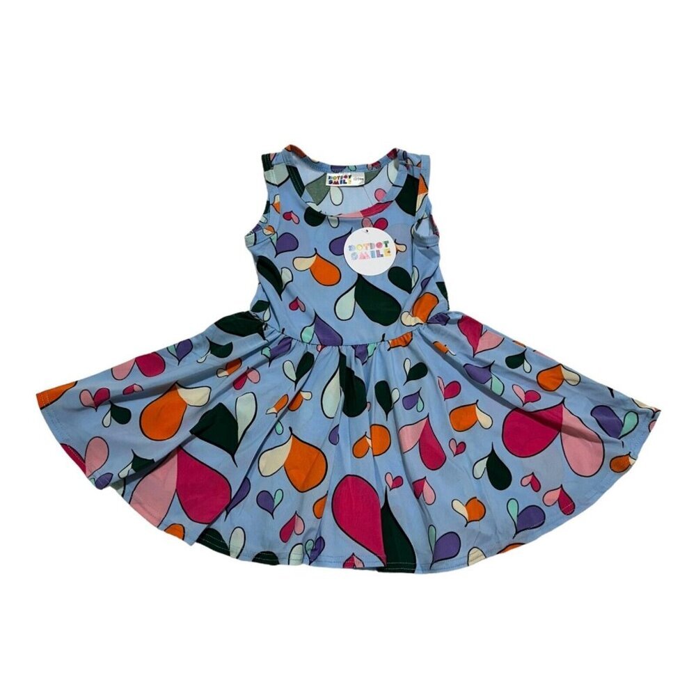 Dot Dot Smile Baby Girl 12/24M Blue Heart Print Tank Dress with Bodysuit NWT NEW